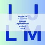 Letters I, J, L, & M with Industrial, Insurance, Jewelry, Legal, Medical and Music listed on top of letter.
